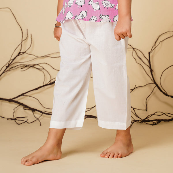 Cotton Night Suit for Kids | Kurta Pajama Set | Bird Print | Pink