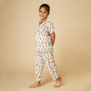 Cotton Night Suit for Kids | Shirt Pajama Set | Fish Print | White