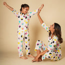 Cotton Night Suit for Kids | Shirt Pajama Set | Polka Print | White