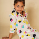 Cotton Night Suit for Kids | Shirt Pajama Set | Polka Print | White