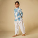 Cotton Night Suit for Kids | Kurta Pajama Set | Elephant Print | Blue