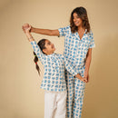 Cotton Night Suit for Kids | Kurta Pajama Set | Elephant Print | Blue