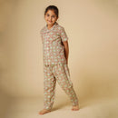 Cotton Night Suit for Kids | Shirt Pajama Set | Printed | Green