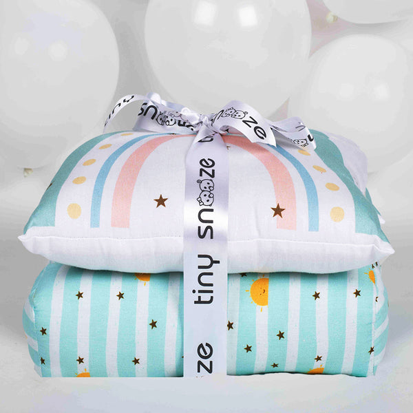 Organic Cotton Baby Pillow & Bolsters | Rainbow Print | Set of 3