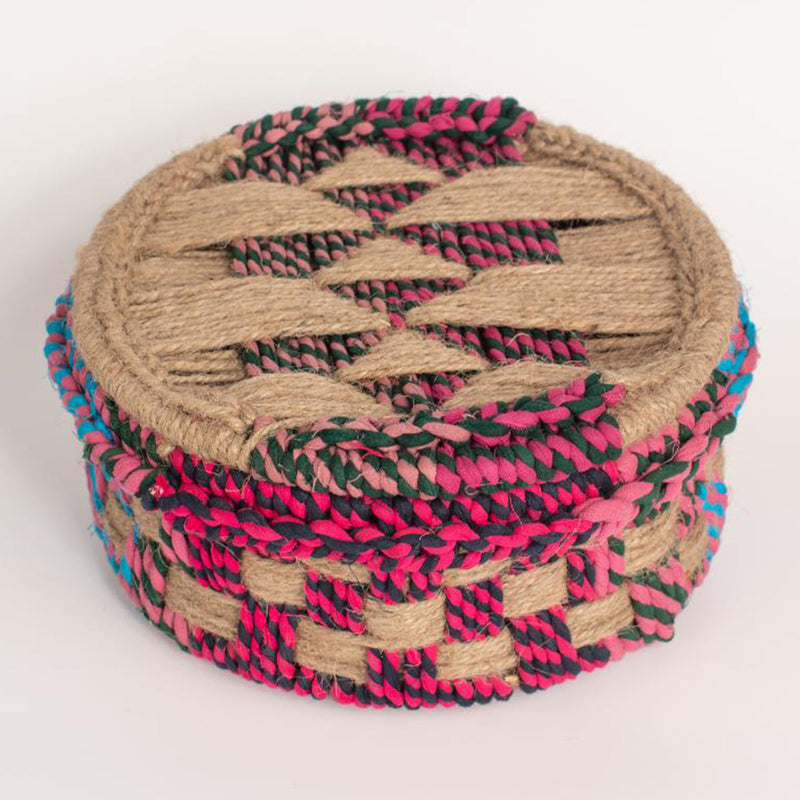 Jute Trinket Box | Storage Organiser | Multicolour | 20 cm