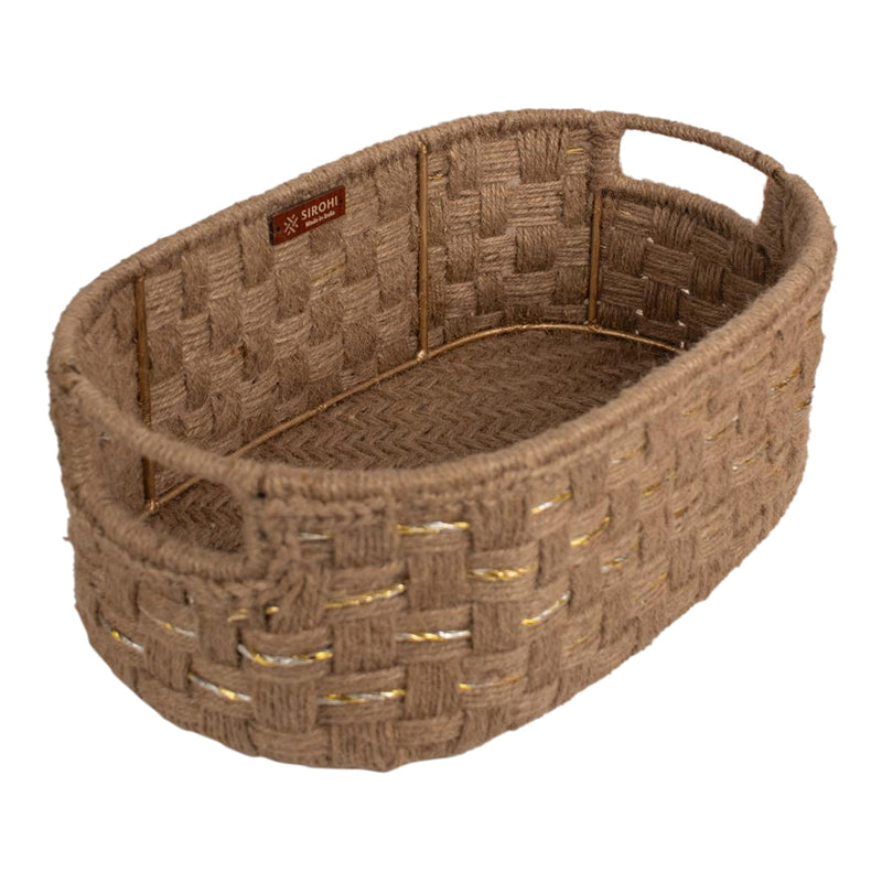 Jute Storage Basket | Brown & Gold | 38 cm