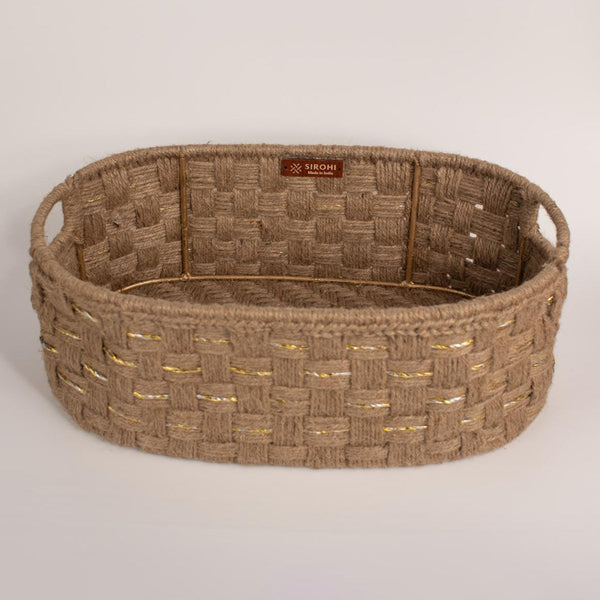 Jute Storage Basket | Brown & Gold | 38 cm