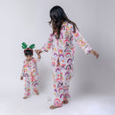 Cotton Pyjama Set For Women | Rainbow Print | White
