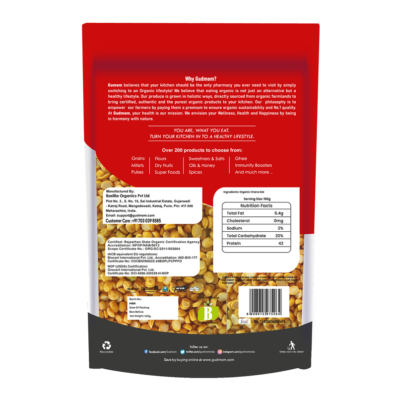 Chana Dal | Organic | 500 g | Pack of 2