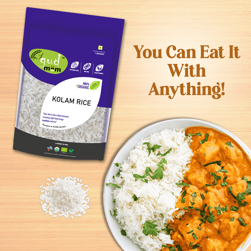 Kolam Rice | Organic | High Fibre & Boost Energy | 1 Kg