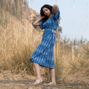 Cotton Wrap Dress for Women | Block Print | Indigo