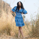 Cotton Short Dress for Women | Indigo | Block Print