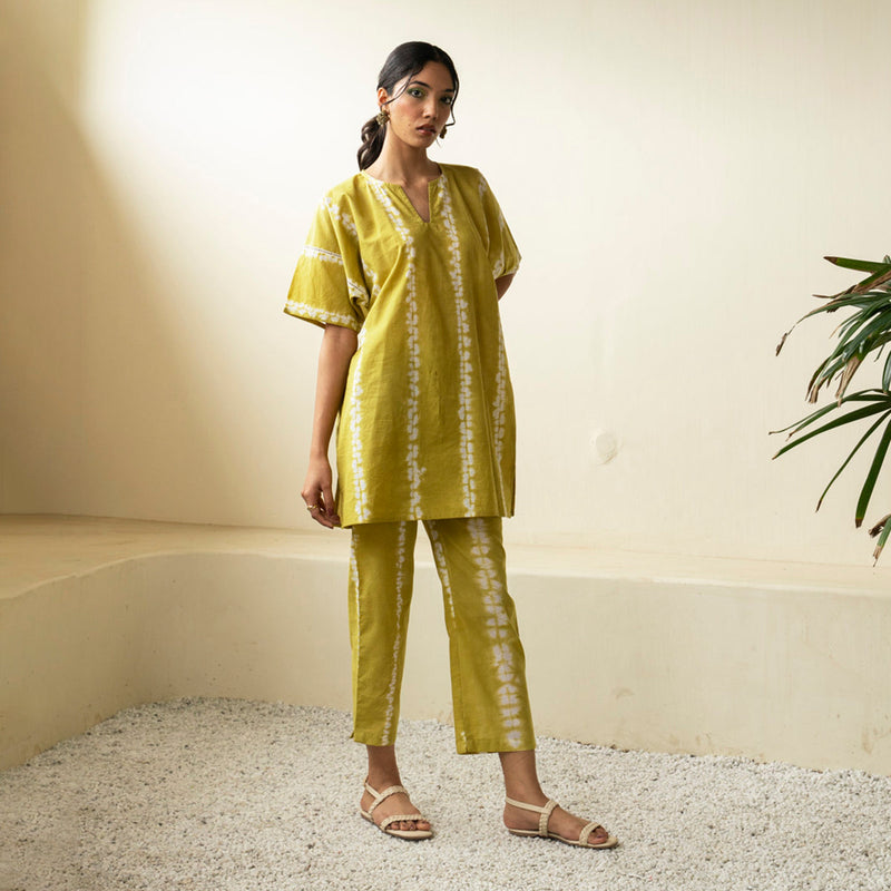 Cotton Short Kurta for Women | Oversized | Tie-Dye | Green