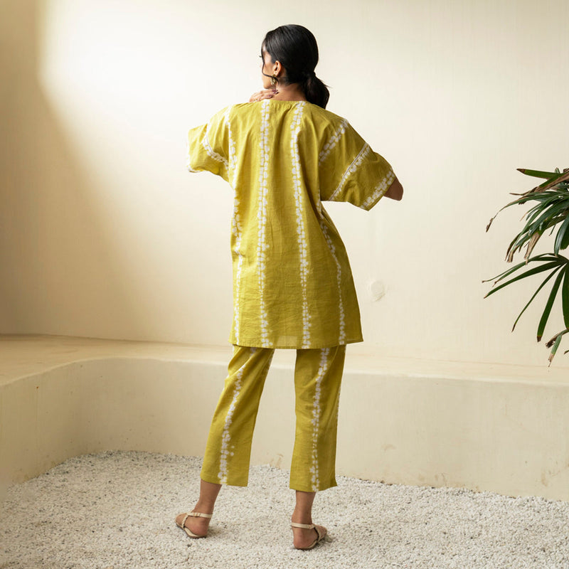 Cotton Short Kurta for Women | Oversized | Tie-Dye | Green