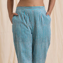 Cotton Straight Pajama Pants | Striped | Blue