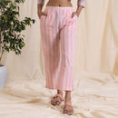 Cotton Straight Pajama Pants | Striped | Baby Pink