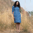 Cotton Indigo Dress for Women | Block Print | Knee Length