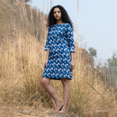 Cotton Indigo Dress for Women | Block Print | Knee Length