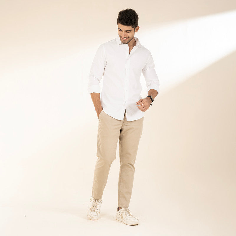 White Cotton Shirt for Men | Full Sleeves