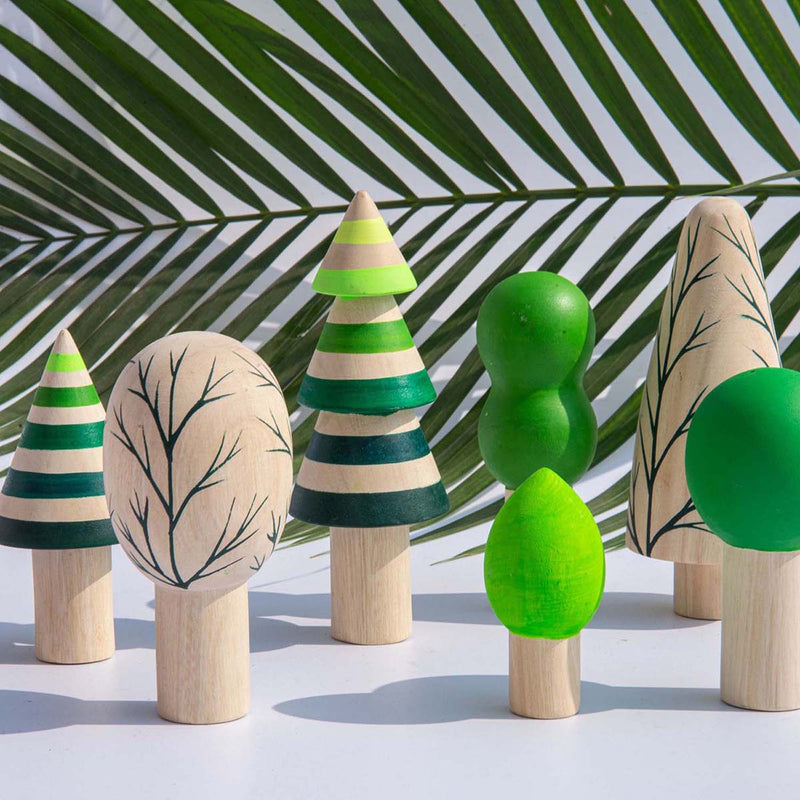 Wooden Tree Toy Set | Tropical | Multicolour | Set of 5