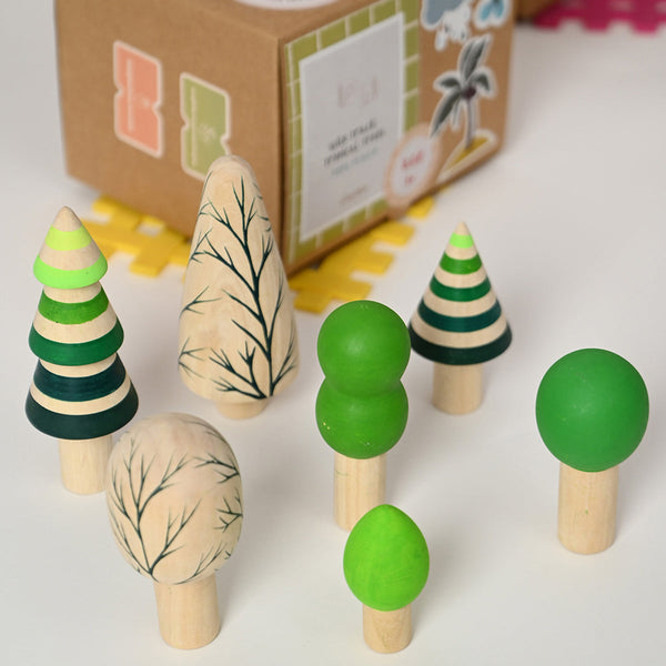 Wooden Tree Toy Set | Tropical | Multicolour | Set of 5