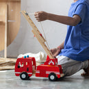 Wooden Fire Truck Toy Set | with Fire Police | Vehicles Imagination | Multicolour | 3 Pcs