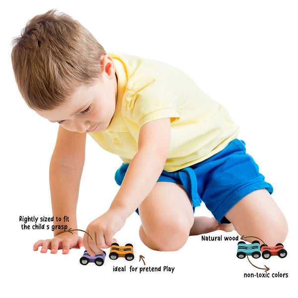 Wooden Racing Car Toy Set | Speedy Wheels | Multicolour | 4 Pcs