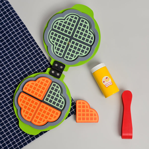 Wooden Toys for Kids | Waffle Toy Cooking Set | Multicolour | Set of 7