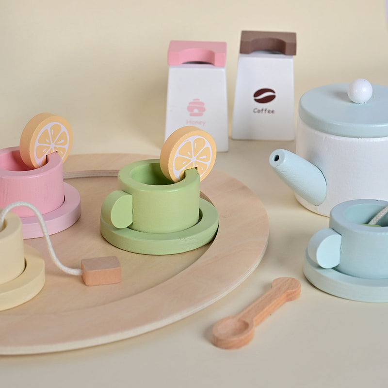 Wooden Toys for Kids | Tea Party Play Set | Multicolour | Set of 16