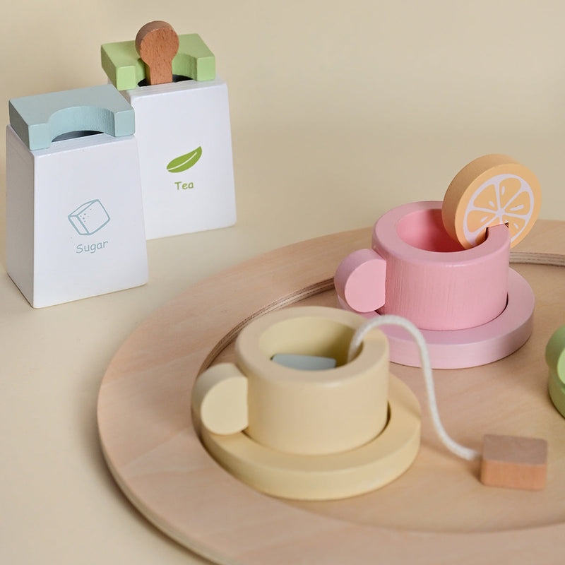 Wooden Toys for Kids | Tea Party Play Set | Multicolour | Set of 16