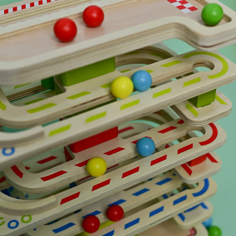 Wooden Toys for Kids | Roll the Ball | Multicolour | Set of 17