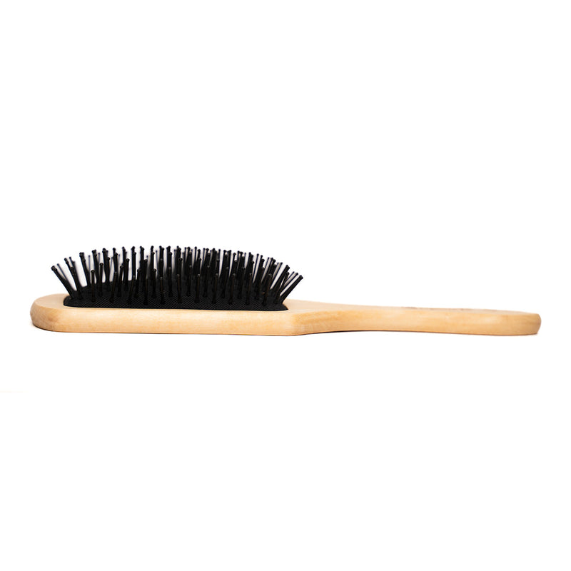 Teak Paddle Hairbrush | Detangles Gently | Black
