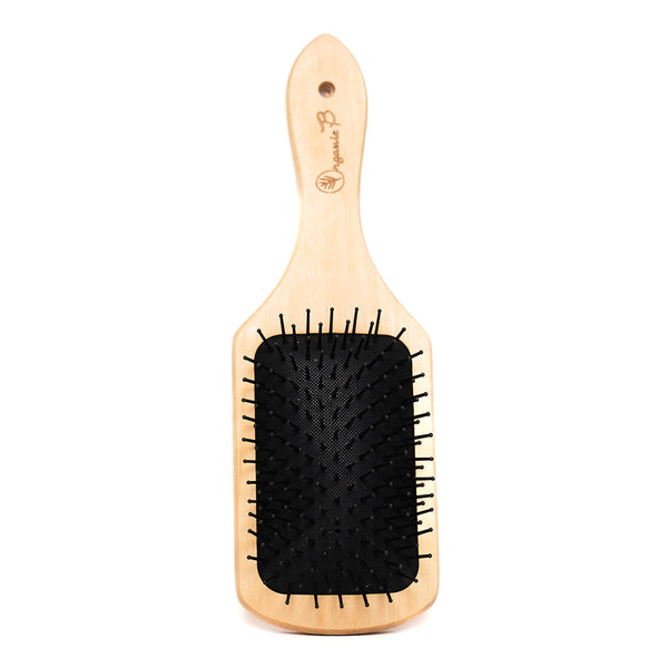 Teak Paddle Hairbrush | Detangles Gently | Black
