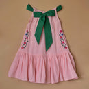 Cotton Dress for Kid Girls | Ruffled Design | Pink & Green