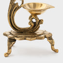 Brass Peacock Diya with Bell | Gold | 20 cm