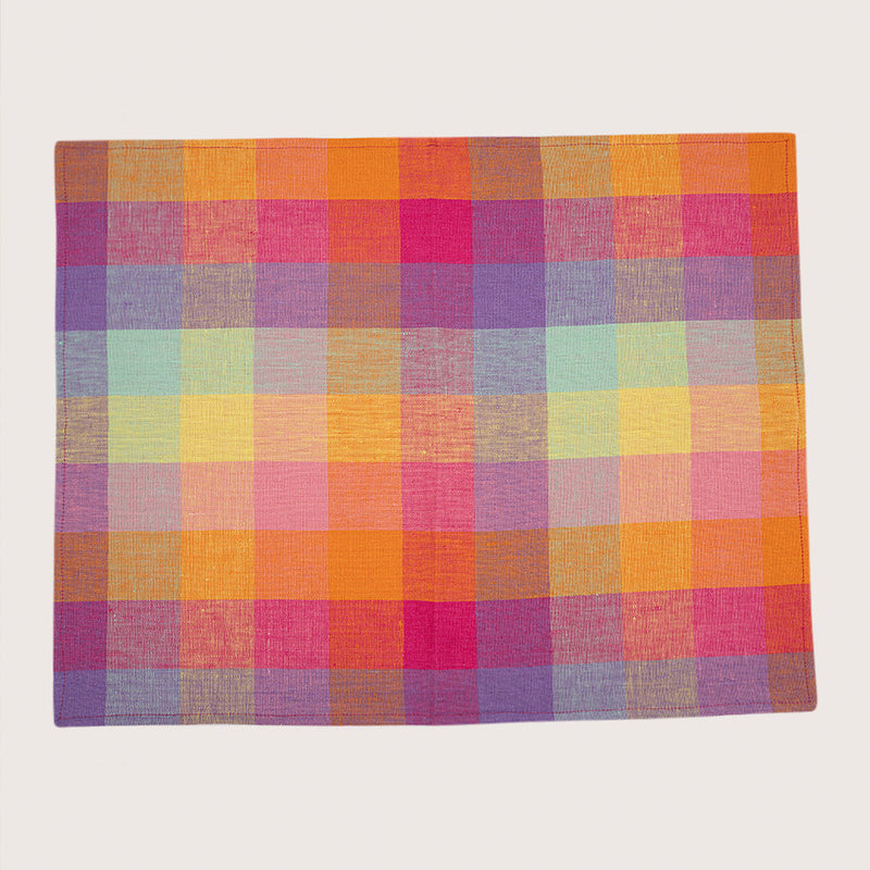 Linen Table Mats | Placemats | Checkered | Pink