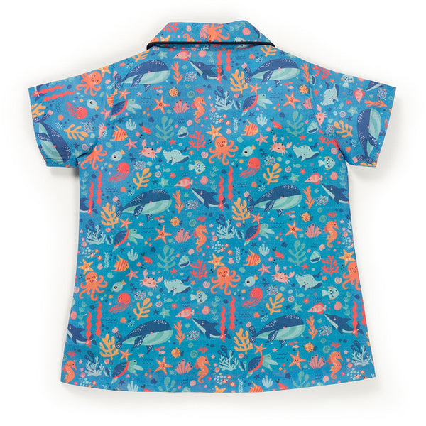 Cotton Sleepsuit For Kids | Sea Life Printed | White