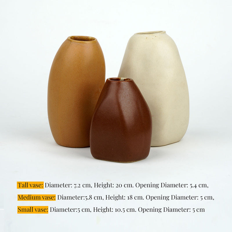 Ceramic Flower Vase | Multicolour | 7 cm | Set of 3