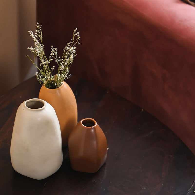 Ceramic Flower Vase | Multicolour | 7 cm | Set of 3