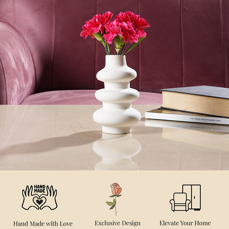 Ceramic Flower Vase | White | 6 cm