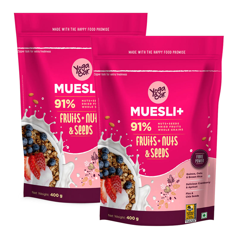 Yoga Bar Muesli | Fruit, Nut & Seeds  | 400 g | Pack of 2