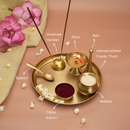 Pooja Thali with Set of 4 Incense Sticks & Cones