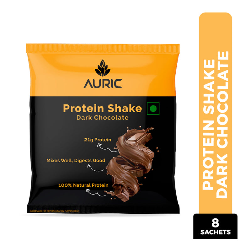 Auric Vegan Protein Powder | 21g Protein & 6g BCAA | Dark Chocolate 8 Sachets