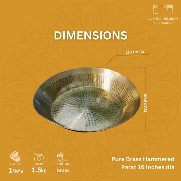 Brass Hammered Parat | Diameter - 16 inches | Gold