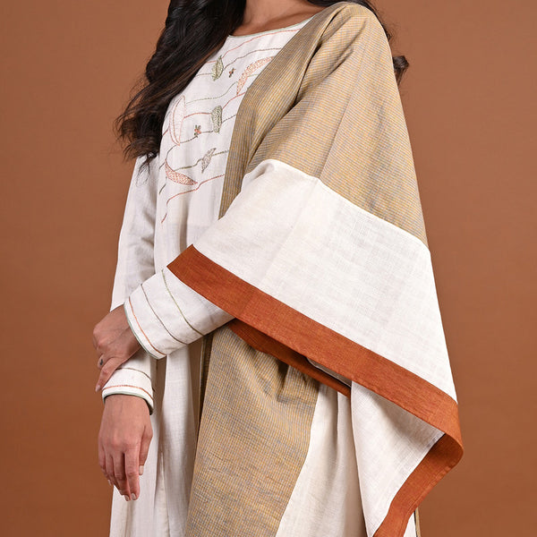 Organic Cotton Kurta | Handwoven | Side Pleated | White