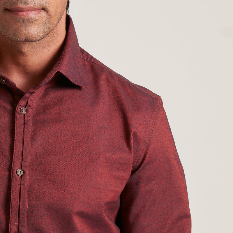 Semi Formal Shirt for Men | Organic Cotton | Full Sleeves | Maroon