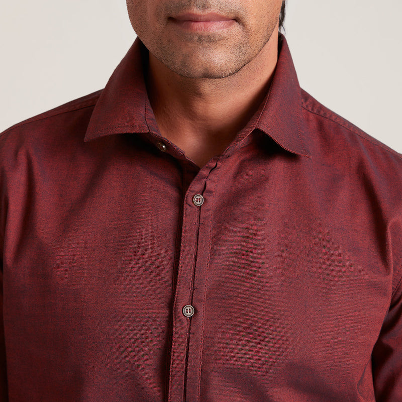 Semi Formal Shirt for Men | Organic Cotton | Full Sleeves | Maroon