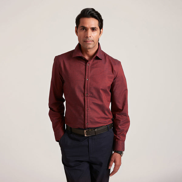 Semi Formal Shirt for Men | Organic Cotton | Full Sleeves | Maroon