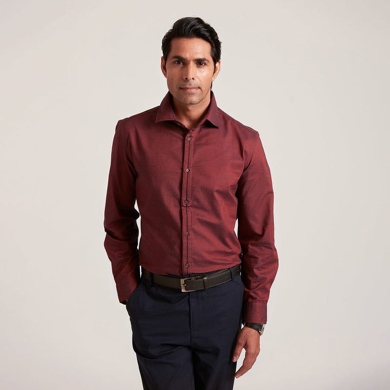 Semi Formal Shirt for Men | Organic Cotton | Full Sleeves | Maroon