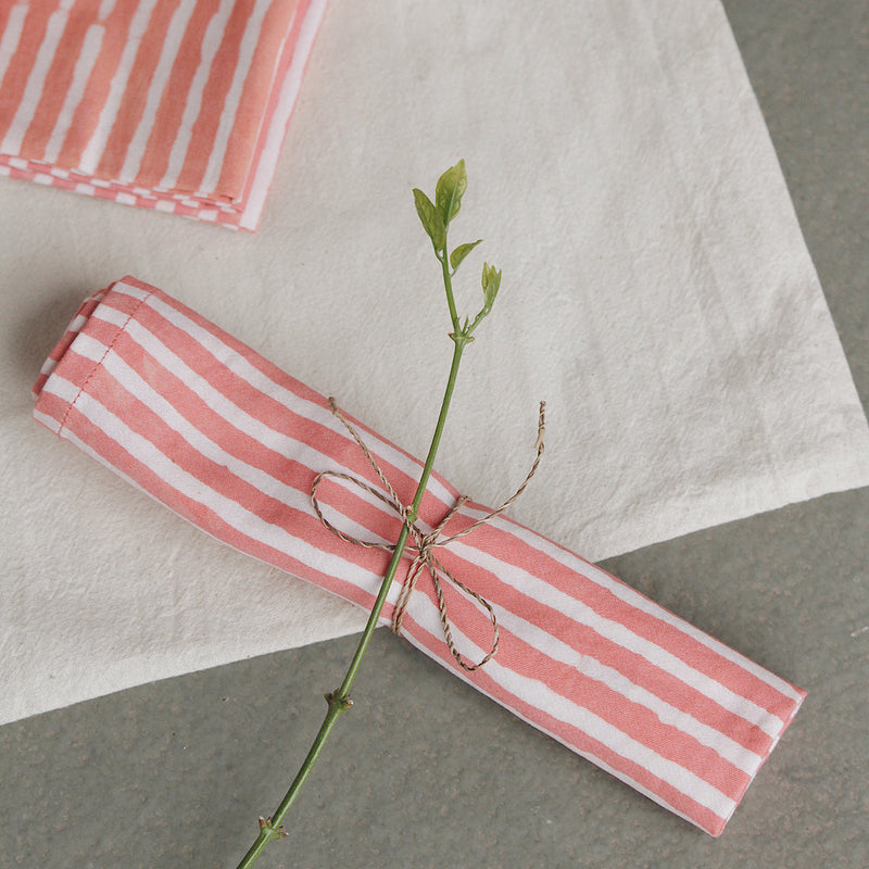 Cotton Table Napkins | Coral Peach | Set of 6.